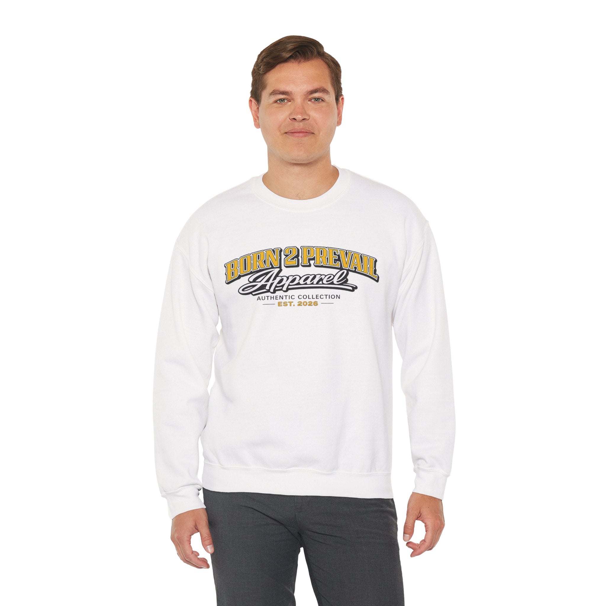 Born 2 Prevail Apparel Crewneck Sweatshirt – Vintage Athletic Logo Pullover