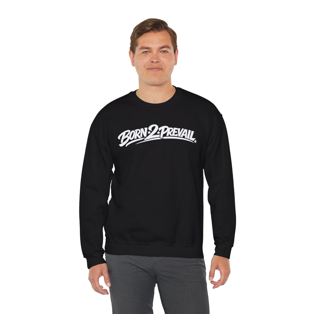 Crewneck Sweatshirt — Born 2 Prevail Script Logo (Motivational Streetwear)