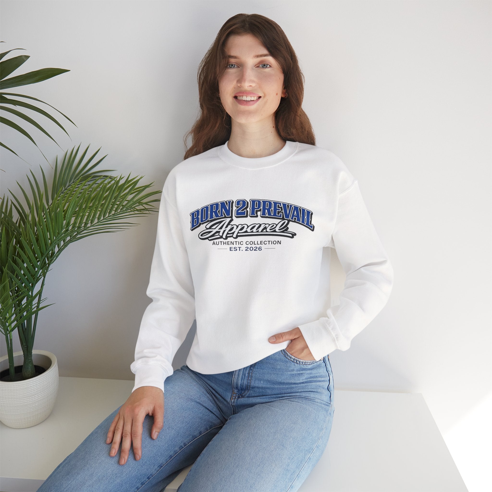 Born 2 Prevail Apparel Crewneck Sweatshirt — Vintage Athletic Graphic