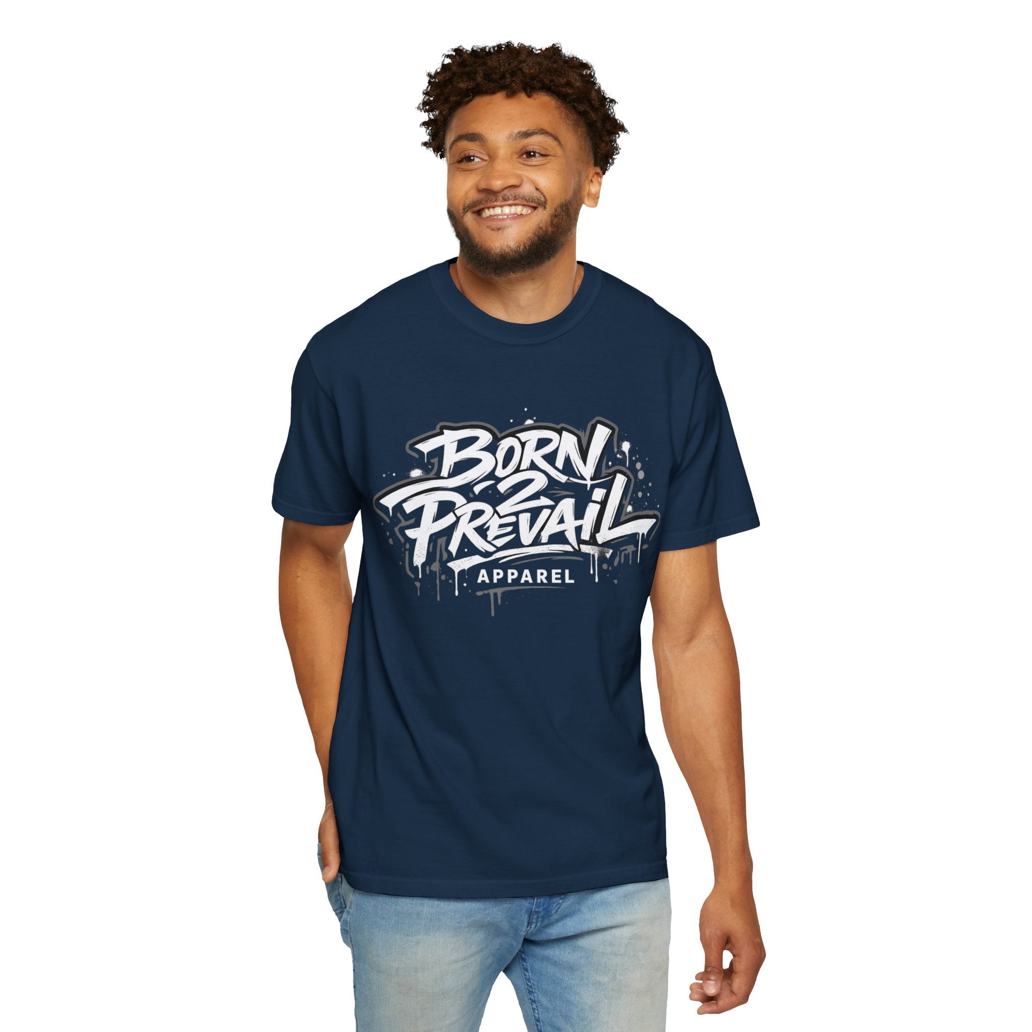 Born 2 Prevail Apparel T-Shirt — Vintage Garment-Dyed Streetwear Tee