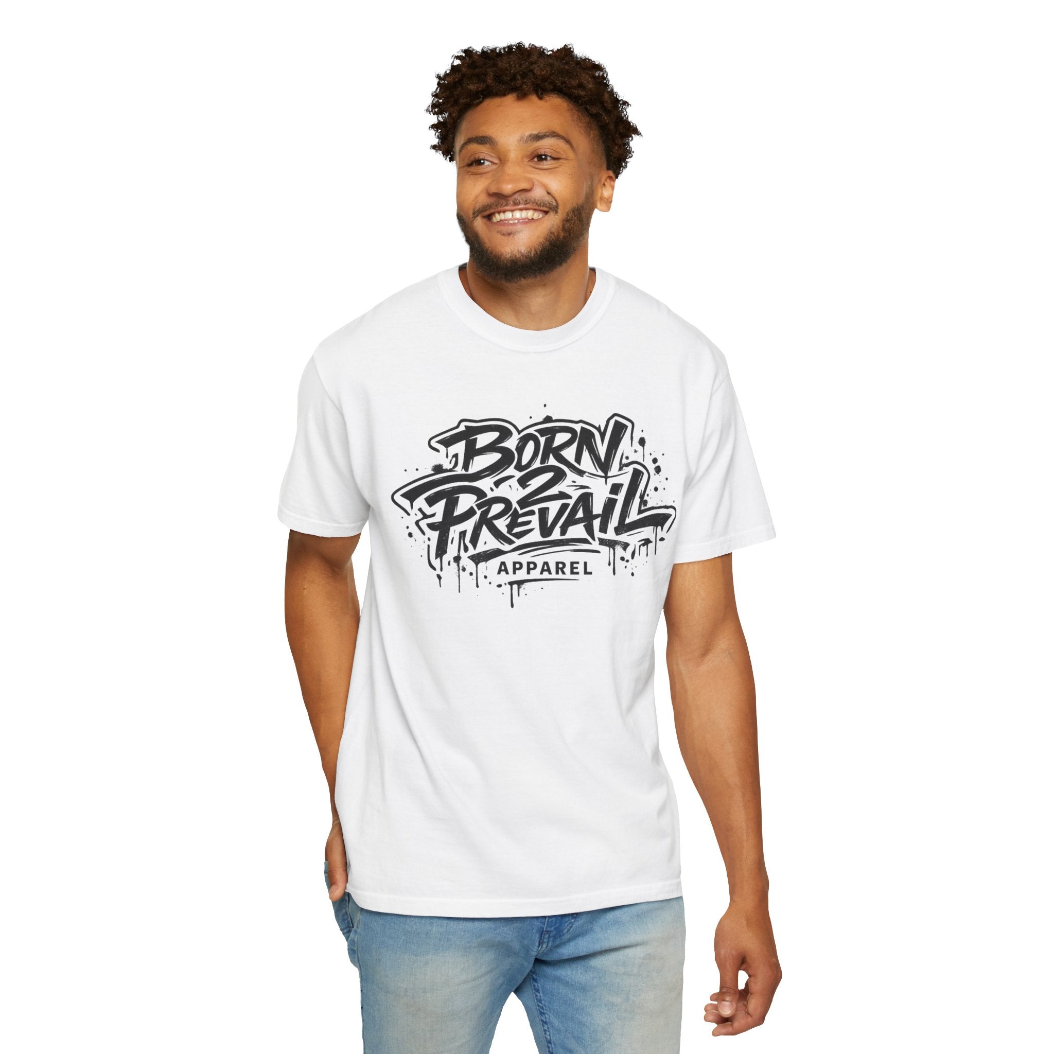 Born to Prevail Graphic Tee — Streetwear Motivational White T‑Shirt