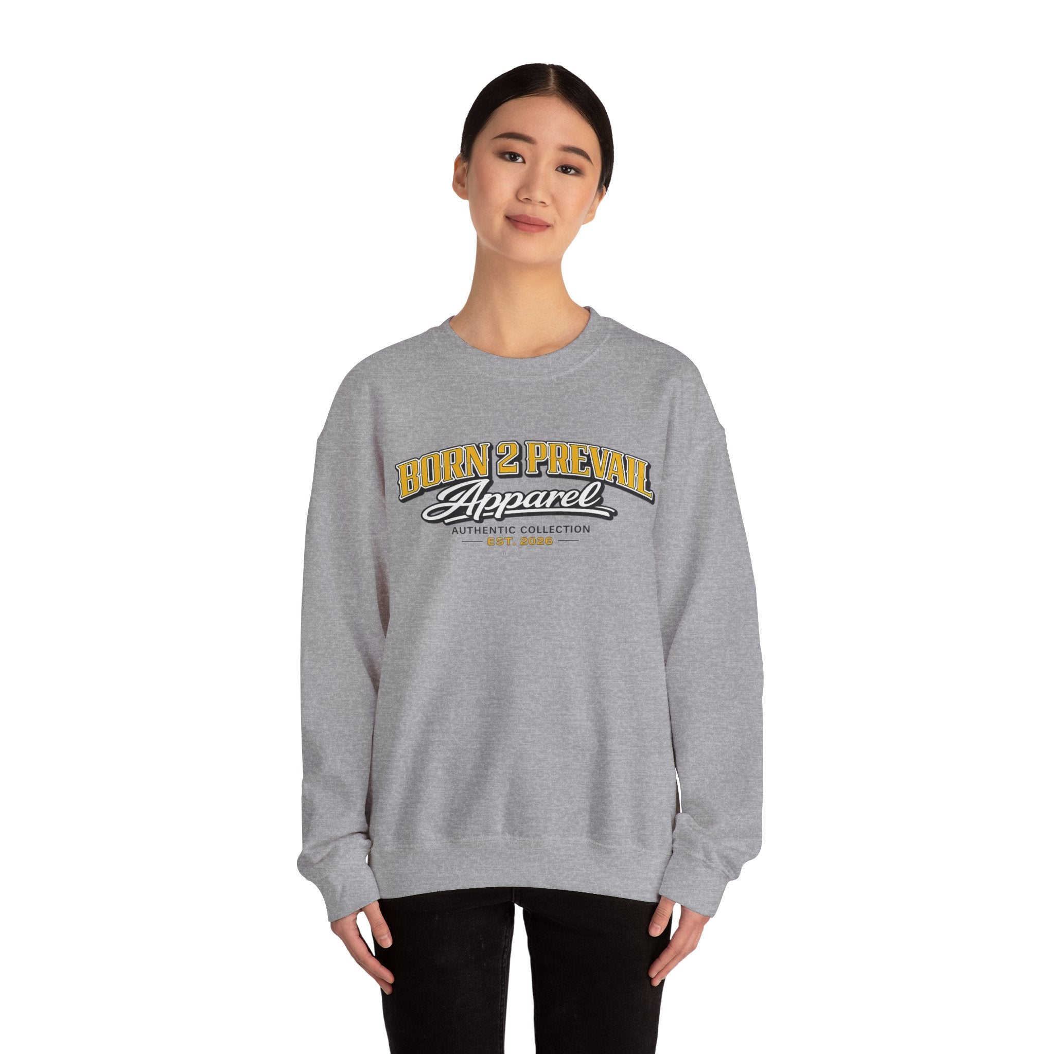 Born 2 Prevail Apparel Crewneck Sweatshirt – Vintage Athletic Logo Pullover