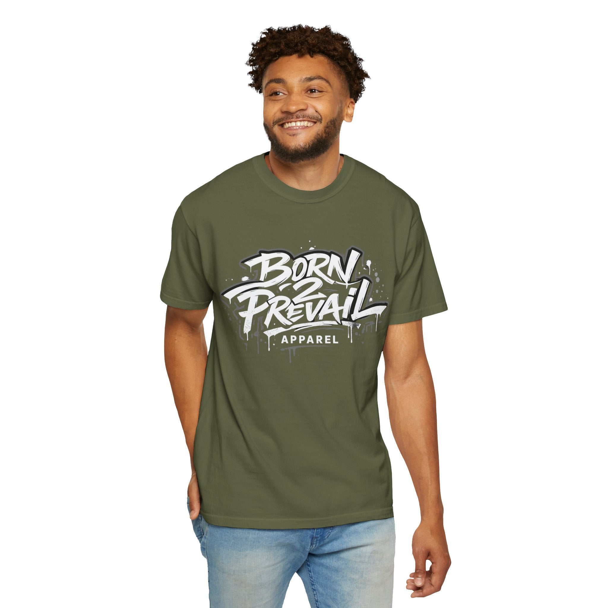 Born 2 Prevail Apparel T-Shirt — Vintage Garment-Dyed Streetwear Tee