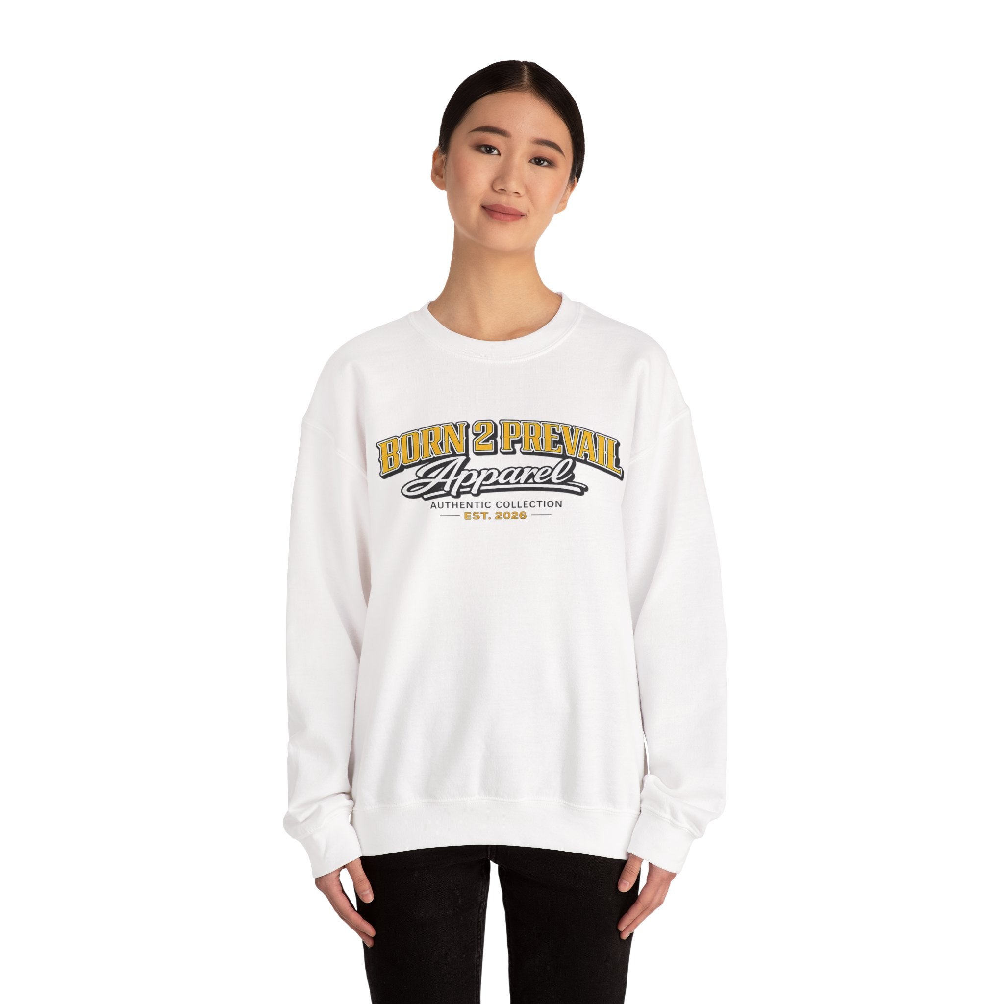 Born 2 Prevail Apparel Crewneck Sweatshirt – Vintage Athletic Logo Pullover