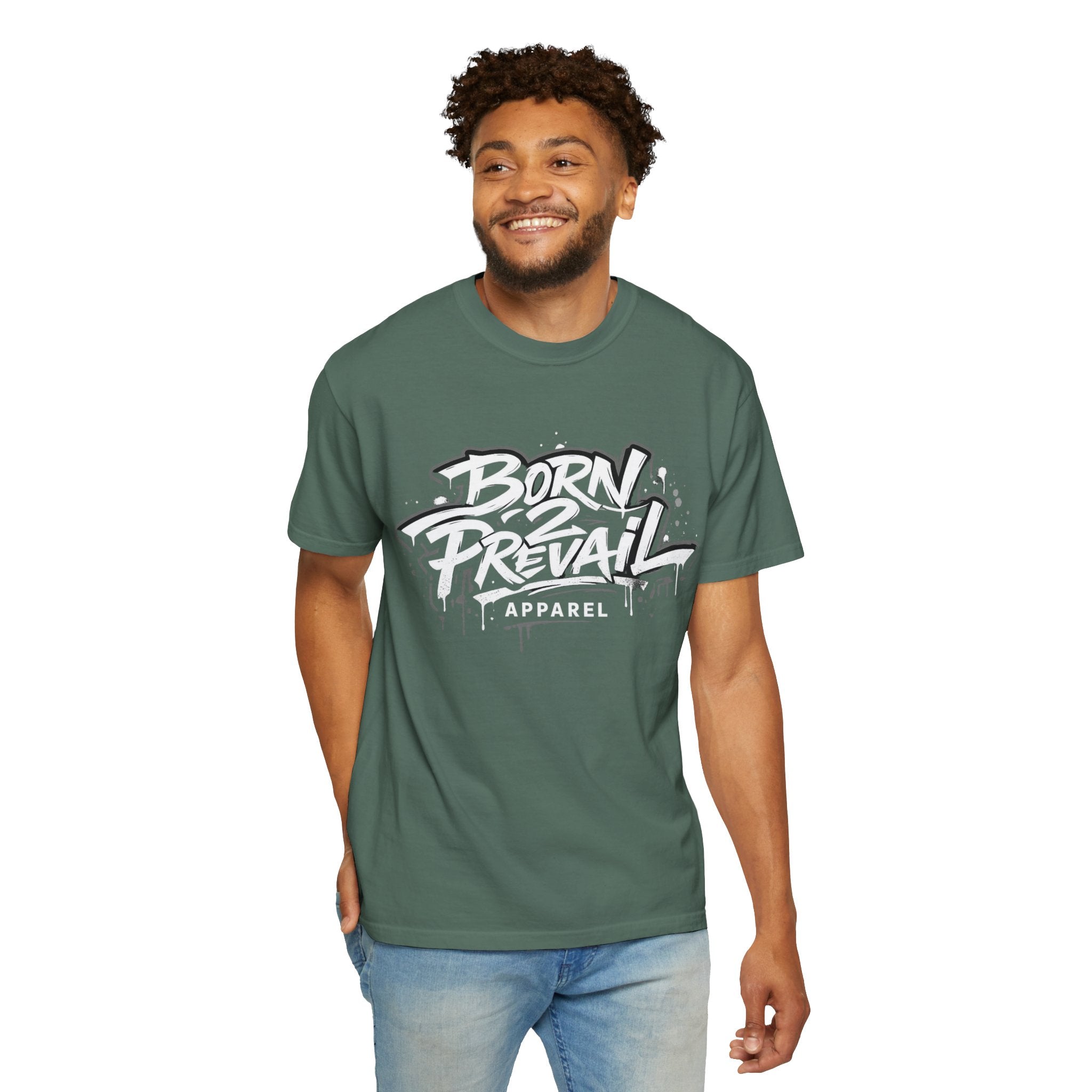 Born 2 Prevail Apparel T-Shirt — Vintage Garment-Dyed Streetwear Tee
