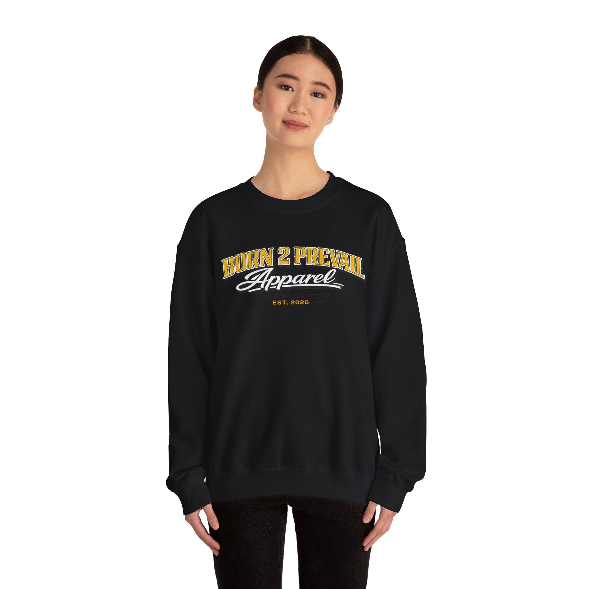Born 2 Prevail Apparel Crewneck Sweatshirt – Vintage Athletic Logo Pullover