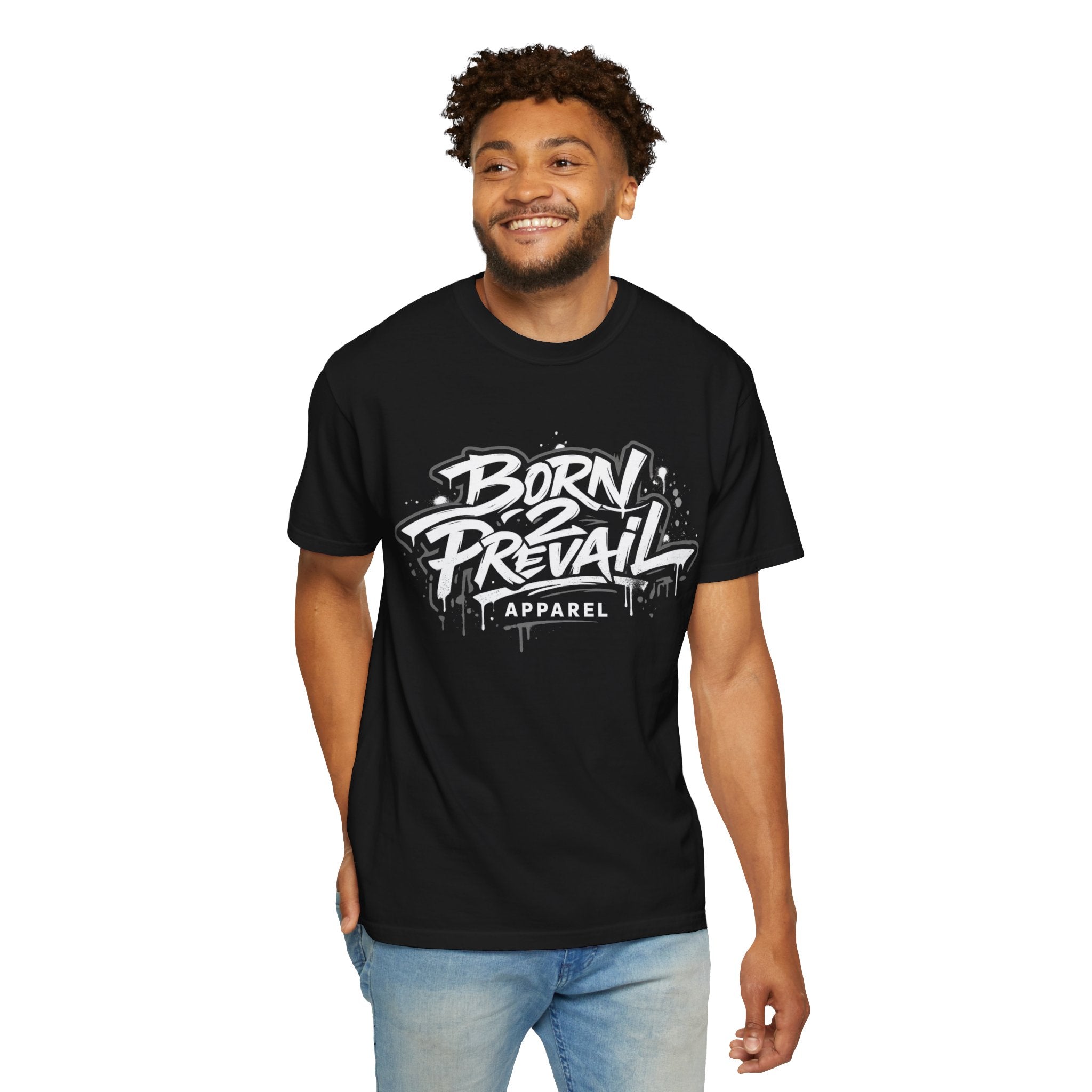 Born 2 Prevail Apparel T-Shirt — Vintage Garment-Dyed Streetwear Tee