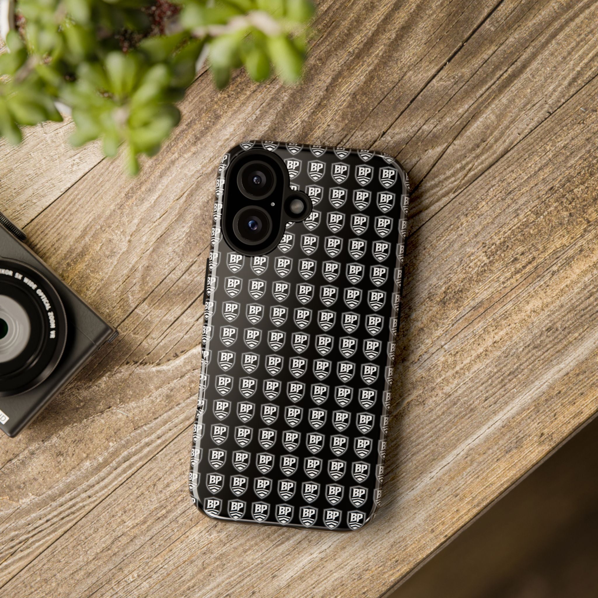 Phone Case — Black Shield Pattern Tough Protective Case