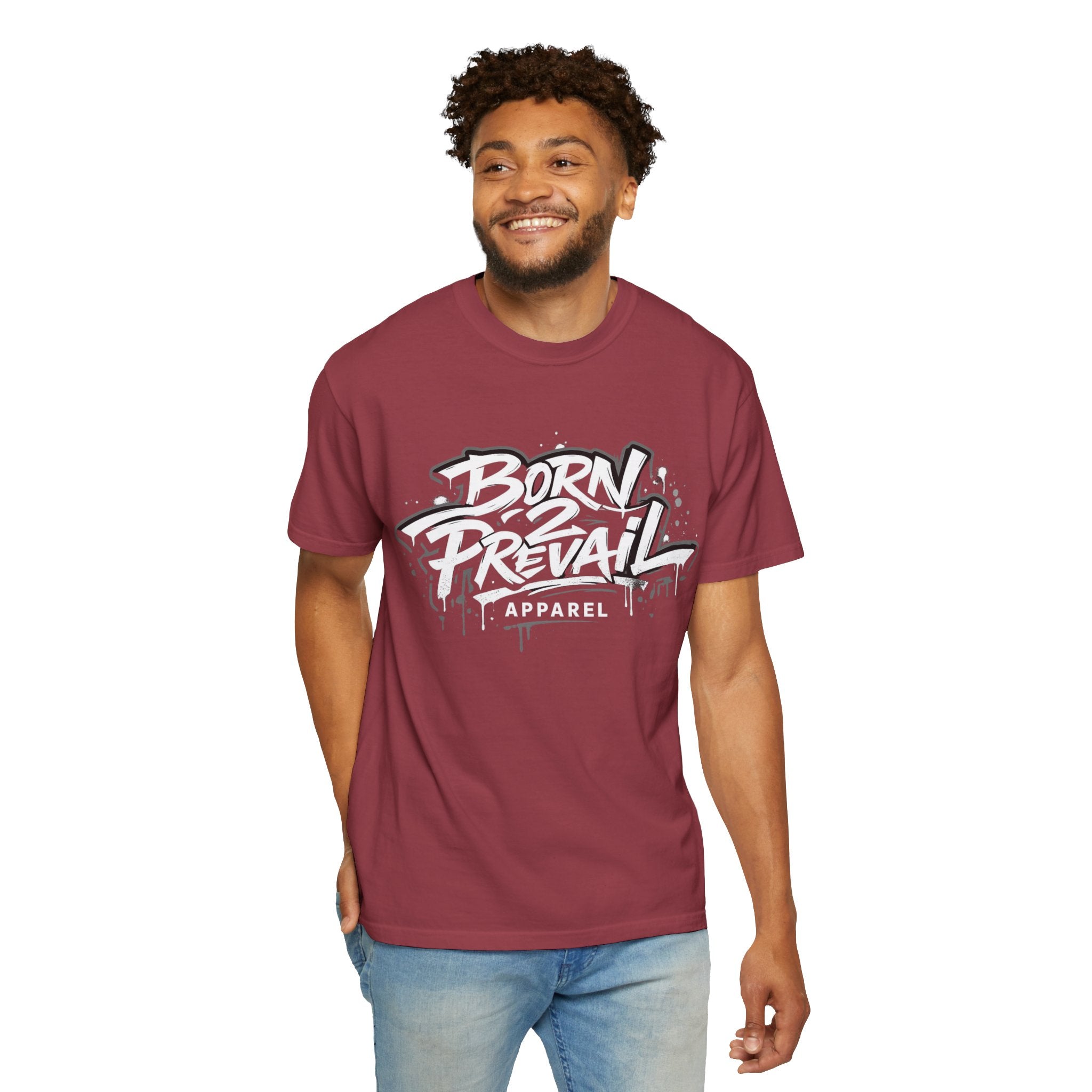 Born 2 Prevail Apparel T-Shirt — Vintage Garment-Dyed Streetwear Tee